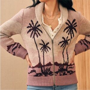 Faherty Sunset Palm Beach Cardigan Size XS Wool Alpaca Zip Up Spring Sweater